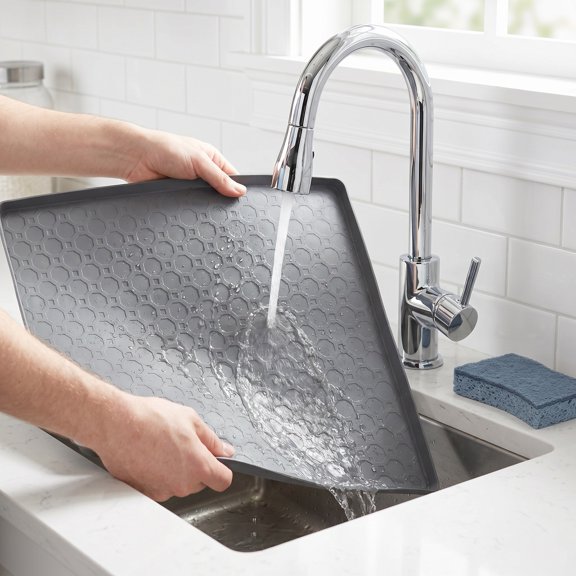 Milisten Cornerfit Grey Honeycomb Pattern Trash Can Mat for Under Garbage Can with Non Slip Base