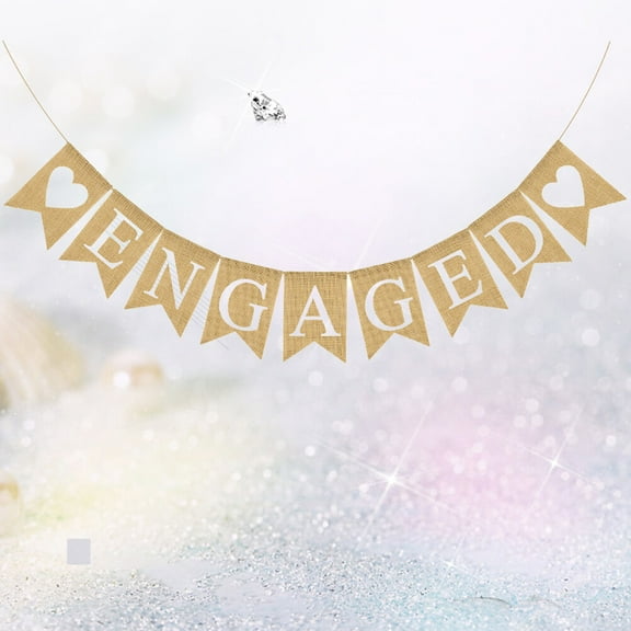 Milisten Couples Wedding Banner Linen Khaki Party Decoration Rustic Style 1Pcs