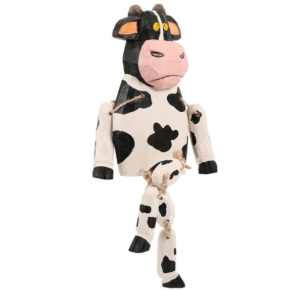 Milisten Cow Figurine Wooden Carving Decoration For Home Decor Cow Lovers 1Pcs