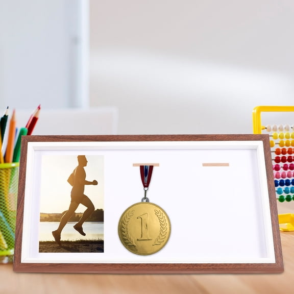 Milisten Creative Medal Display Frame for Marathon Achievements with Clear Protective Front Cover