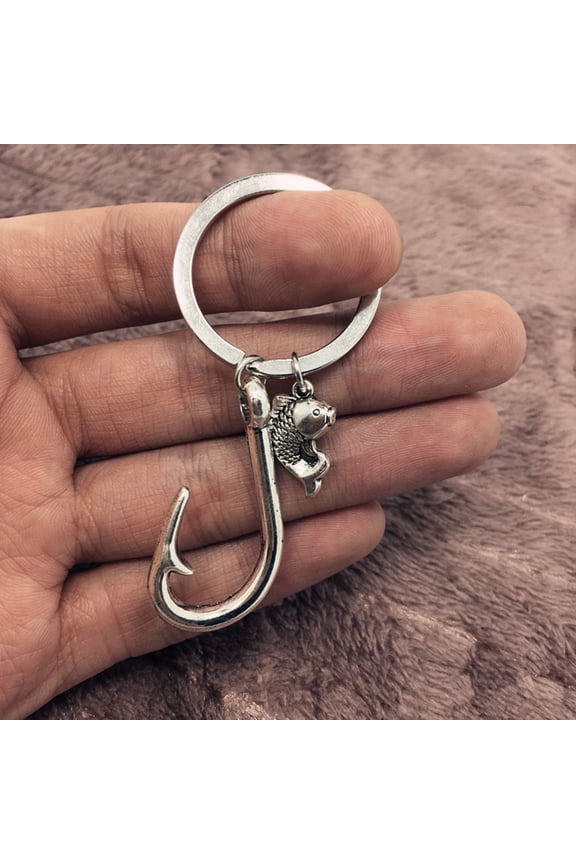 Fish Hook Keychain Creative Metal Pendant for Bag Car Key Decoration