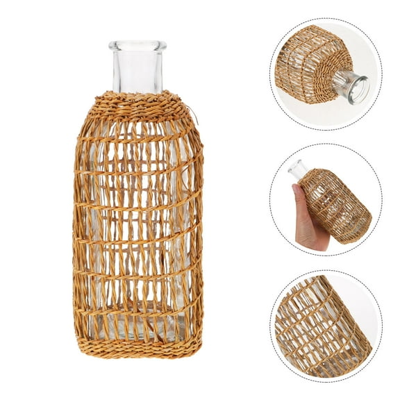 Milisten Creative Rattan Vase Boho Vases for Decor Vintage Decorative