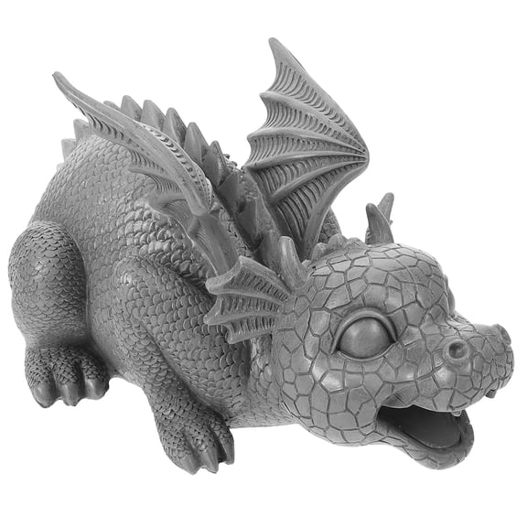 Milisten Dark Grey Resin Dragon Figurine for Garden, Office, Table Decoration, Home and Outdoor Decor