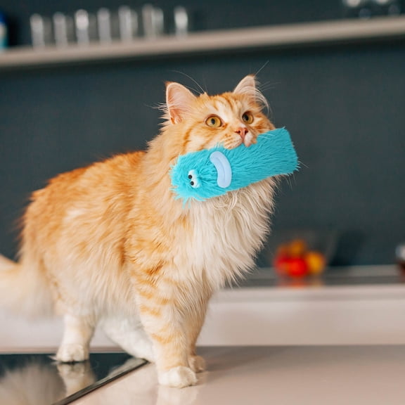 Milisten Sky Blue Plush Cat Pillow with Catnip for Indoor Cats and Kitten Chewing