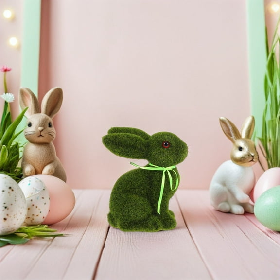 Milisten Cute Party Rabbit Decorative Flocked Bunny Adorable Easter Odorless Office