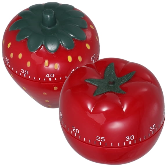 Milisten 2Pcs Cute Red Kitchen Timer Mechanical Design for Tea Coffee Baking