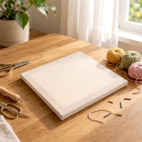 Milisten Punch Needle Embroidery Frame Kit, White Wood, DIY Craft, Pre-Stretched Fabric, 3Pcs