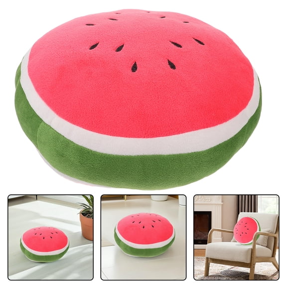 Milisten Round Watermelon Pattern Pillow Soft Decorative Plush Cushion for Reading
