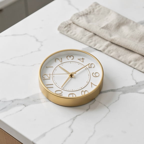 Milisten Decorative Silent Quartz Wall Clock with Plated Gold Numerals for Bedroom Or Office