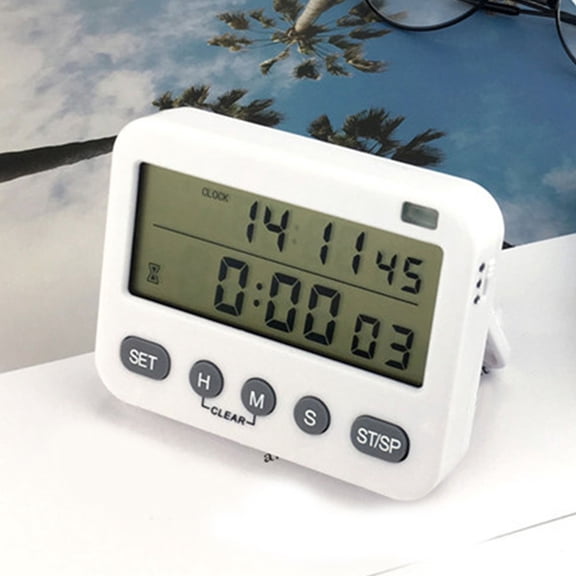 Milisten Digital Kitchen Timer with Loud Alarm Double Screen Clock White for Time Reminding