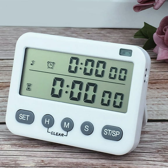Milisten White Digital Kitchen Timer with Double LCD Screen Loud Alarm and Magnetic Back