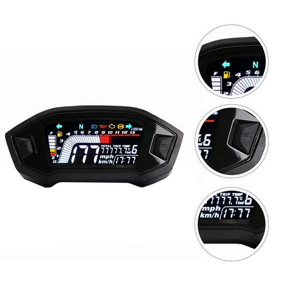 Milisten Digital Motorcycle Speedometer with LCD Screen and Multi Function Tachometer Gauge