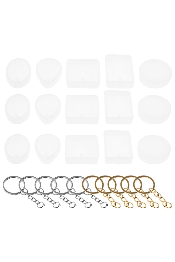 Diy Key Chain Molds 1Set Silicone Assorted Color Rectangle Oval Drop Shape for Family Friends
