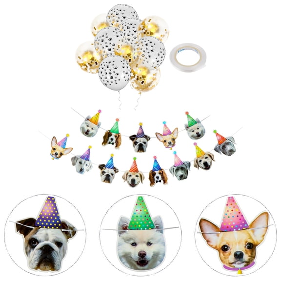Milisten 1Set Puppy Party Balloon Banner Assorted Color Nice Photo Prop Dog Theme Celebration