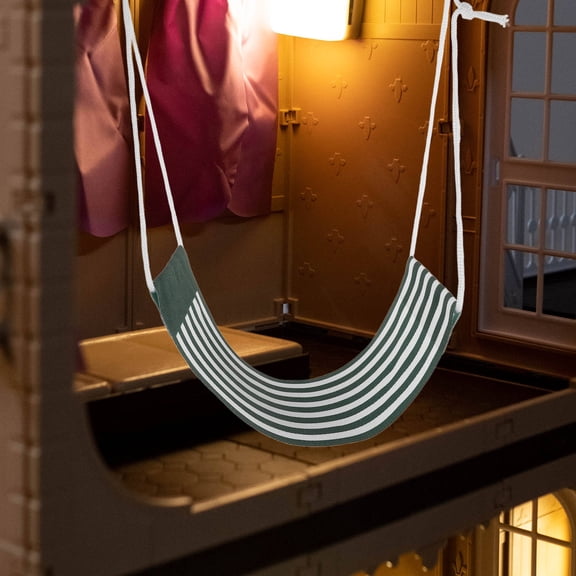 Milisten Doll Hammock Green Cloth Miniature Model For Holiday Decoration 1Pcs