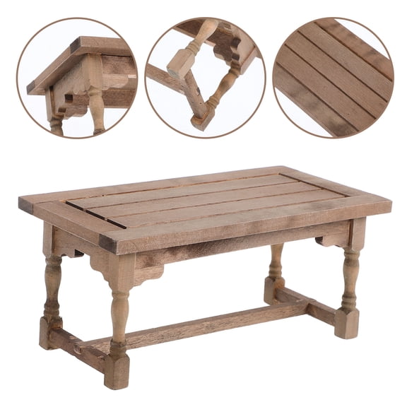 Milisten Dollhouse Side Table Dark Brown Wood Fine Grain Detail for Decoration