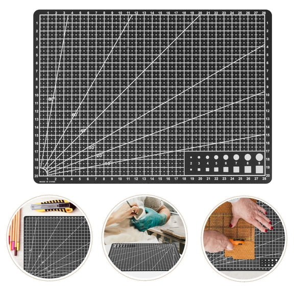Milisten Double Sided A4 Cutting Board Black with Nonslip Base for Craft and Fabric Projects