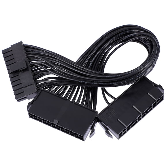 Milisten 24Pin Power Extension Cable Black for Adding Second Power Supply