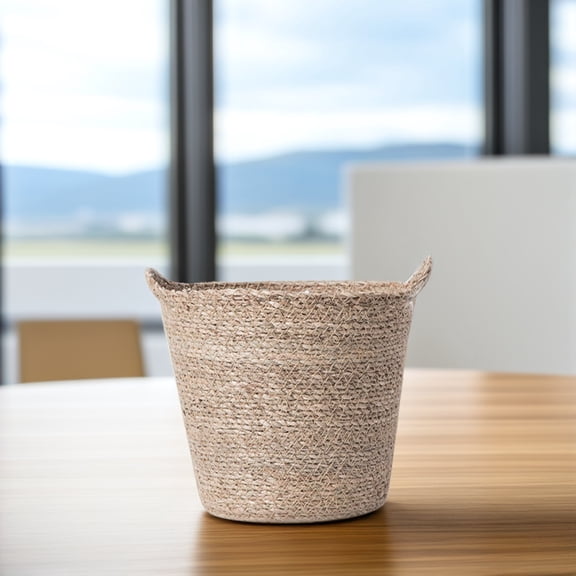 Milisten Hand Woven Basket Woven Organizing Baskets Beige 1Pack