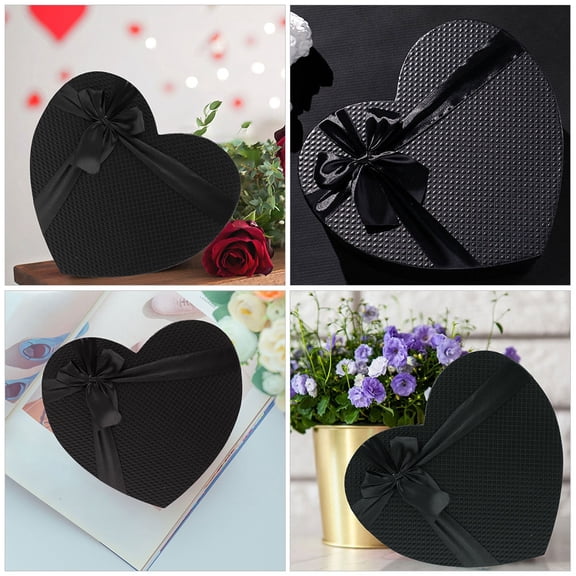 Milisten Durable Black Heart Shaped Packaging Box for Flowers and Special Occasions