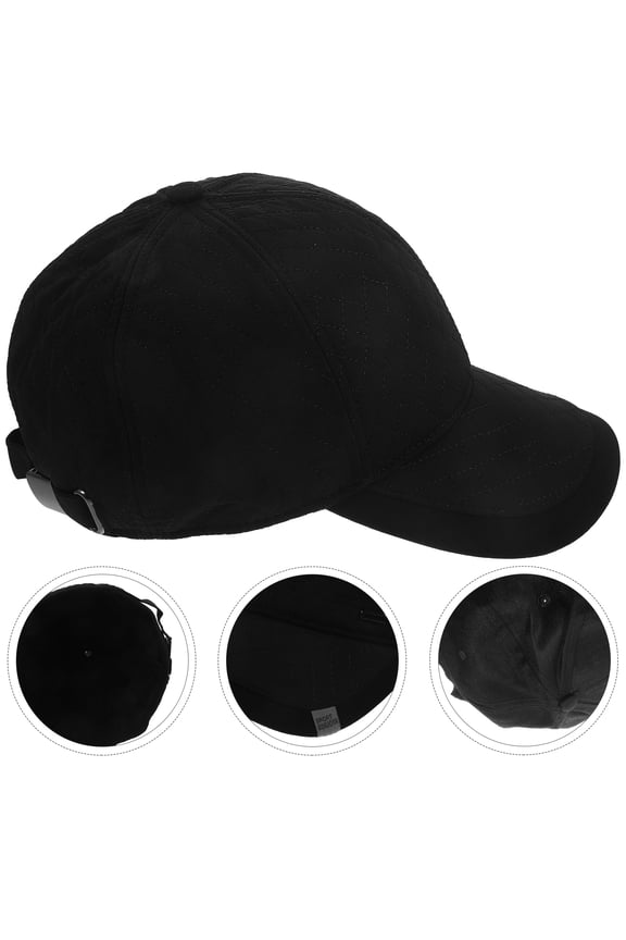 Black Ear Flap Cap Unisex Warm Winter Outdoor Hat Soft Stylish Adjustable Buckle