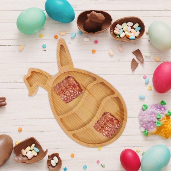 Milisten Easter Themed Wooden Bunny Shaped Serving Tray for Home Charcuterie and Appetizers