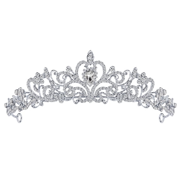 Milisten Crystal Rhinestones Plated Silver Bridal Crown for Wedding and Formal Occasion Headwear