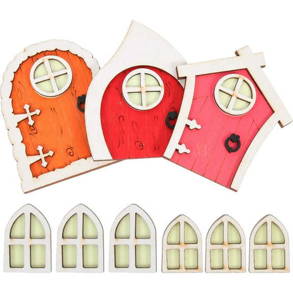Milisten Fairy Door Decor with Luminous Garden Tree Design for Kids to Imagine and Create Red Wood