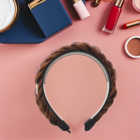 Milisten Fashion Rhinestone Hair Band with Dark Brown Synthetic Fishtail Braided Headband for Stylish Daily Decoration
