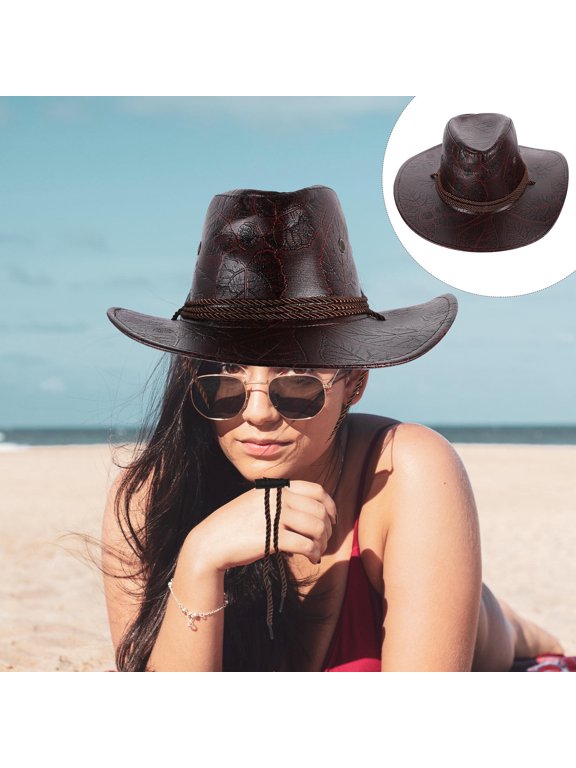 Stylish Brown Sun Visor Hat with Smooth Exterior and Adjustable Lace-Up Closure for Outdoor Activities