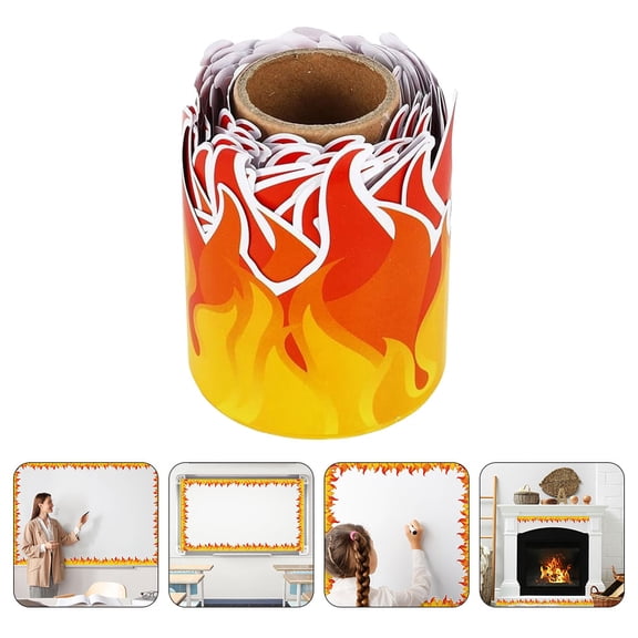 Milisten Flame Trim Border Sticker Rolled Decal for Bulletin Board Decor