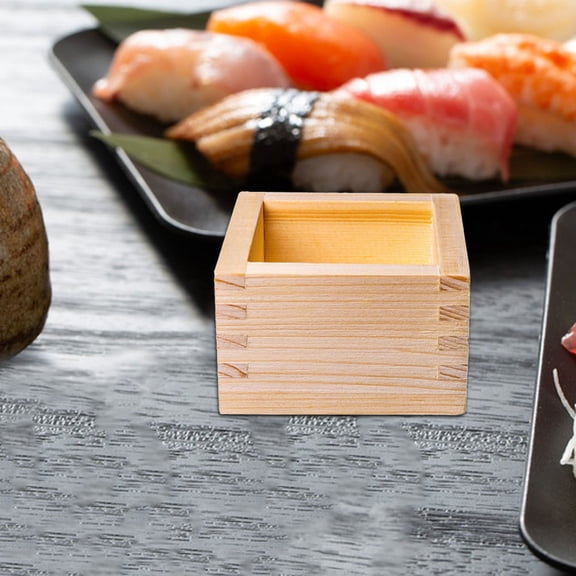 Milisten Natural Wood Sake Cup Container Box Set - Wooden Storage Box for Tea, Snacks, and Small Items