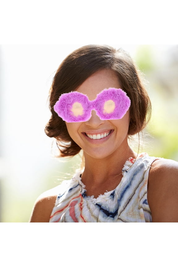 Back to School Fun Sunglasses Women Fuzzy Round Sunglasses Violet 1Pack