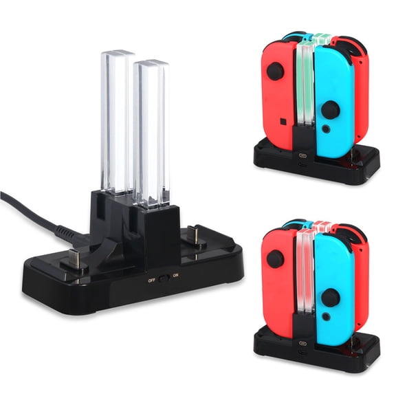 Milisten Controller Charger Stand with Multi Slot USB Charging and Assorted Color Light Pillars