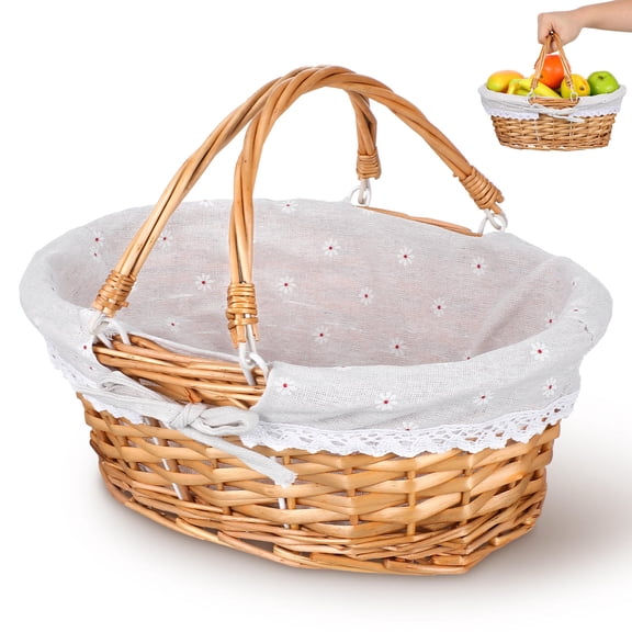 Milisten Elegant Khaki Rustic Willow Basket for Flowers and Household Storage