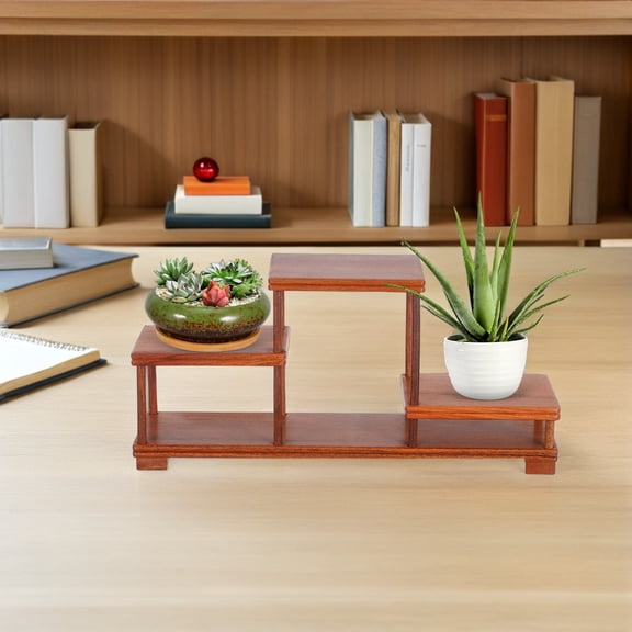 Milisten Garden Plant Stand Dark Red Rosewood Vintage Display for Indoor Bonsai 1Pcs