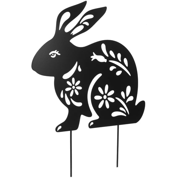 Milisten Chic Metal Rabbit Garden Stake Black for Lawn and Outdoor Decoration