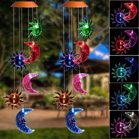 Milisten Garden Solar Lights Solar Wind Chimes Lamp with Color Changing Effect for Yard and Porch