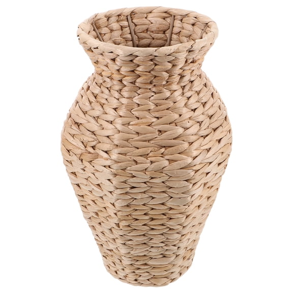 Milisten Beige Straw Woven Vase for Dried Flowers Rustic Home Decor Lightweight Portable Storage 8.5 Inches