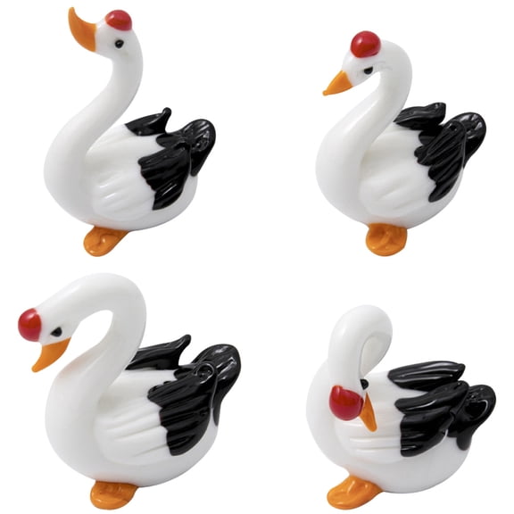 Milisten 4-Piece Glass Swan Figurine Set for Home Decor, Elegant Desktop Ornaments in Mixed Colors
