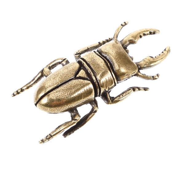 Milisten Handcrafted Golden Brass Beetle Figurine Animal Sculpture for Desk Decoration and Feng Shui Home
