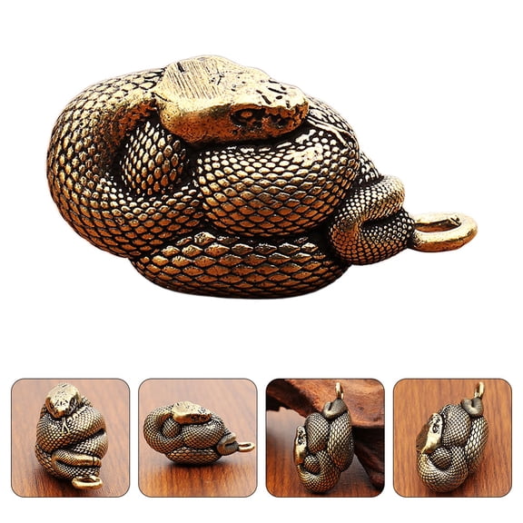 Milisten Golden Brass Snake Figurine for Office Desktop Decor with Retro Vintage Design