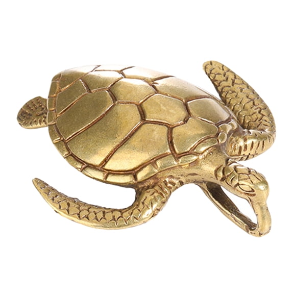 Milisten Golden Brass Turtle Figurine Small Decorative Tortoise Statue for Tabletop Home and Office Decor