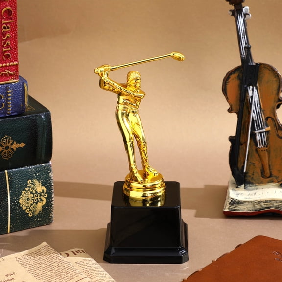 Milisten Golden Golfing Trophy Cup Decorative Model with Smooth Surface and Stable Base for Award