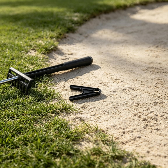 Milisten Golf Sand Rake Storage Rack Black with Non Slip Base for Bunker Rake Support and Course Equipment Holder