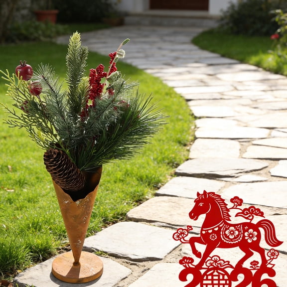 Milisten Greek Vintage Style Iron Flower Pot with Ice Cream Cone Shape for Indoor Outdoor Use