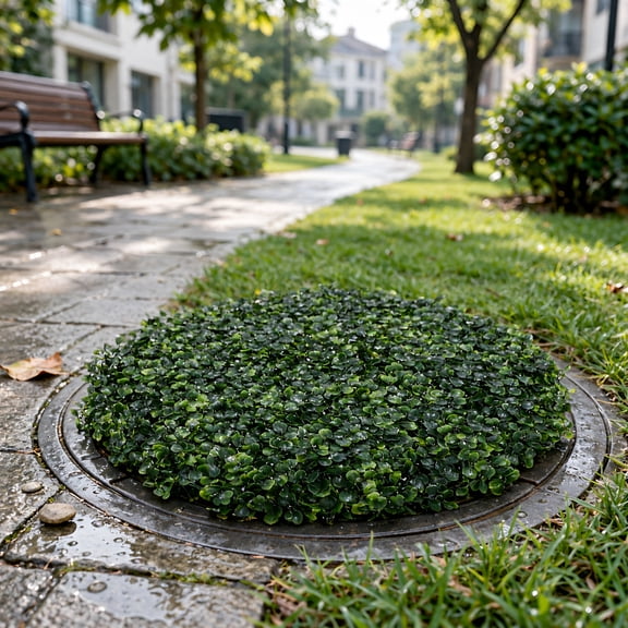 Milisten Green Artificial Lawn Mat for Manhole Cover with Landscape Integration