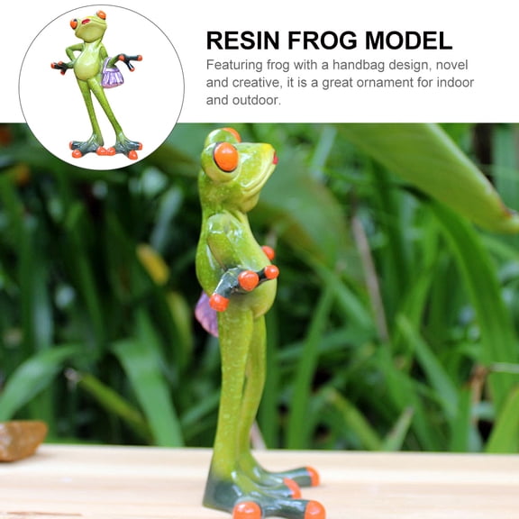 Milisten 1Pc Realistic Green Resin Frog Figurine Decorative 3D Sculpture for Indoor Outdoor