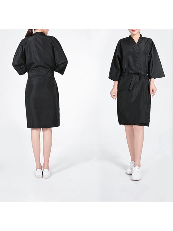 Black Hairdressing Robe Large Size Breathable Machine Washable Polyester
