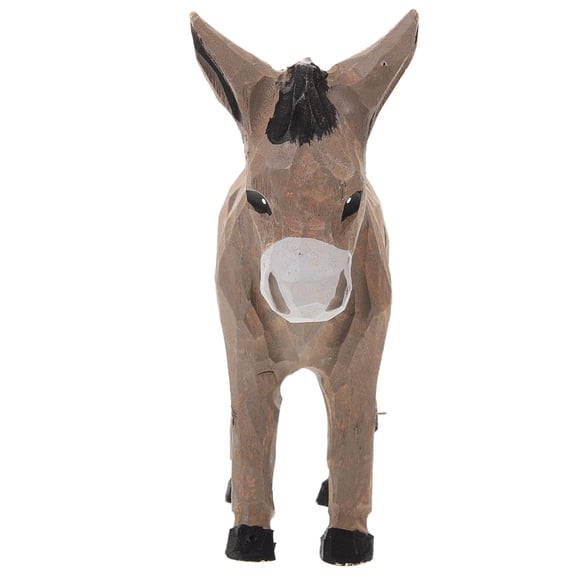 Milisten Rustic Light Brown Wooden Donkey Figurine Handcrafted Farmhouse Style Decorative Sculpture